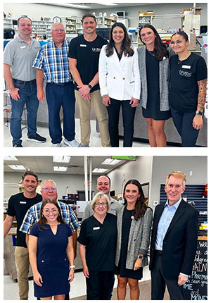 United Pharmacy in Yukon, Okla., hosted visits on Monday by Rep. Stephanie Bice (R-Okla., top photo, middle) and Sen. James Lankford (R-Okla., bottom photo, far right)