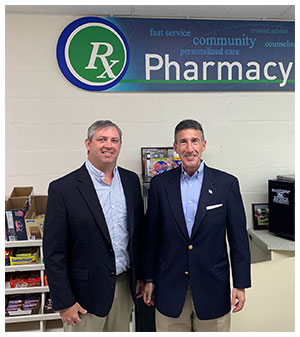 Rep. David Kustoff (R-Tenn., at left) visited Cavalier Pharmacy in Alamo, Tenn., 